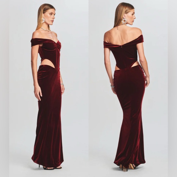 Retrofête GIADA VELVET DRESS New Burgundy - Picture 3 of 14